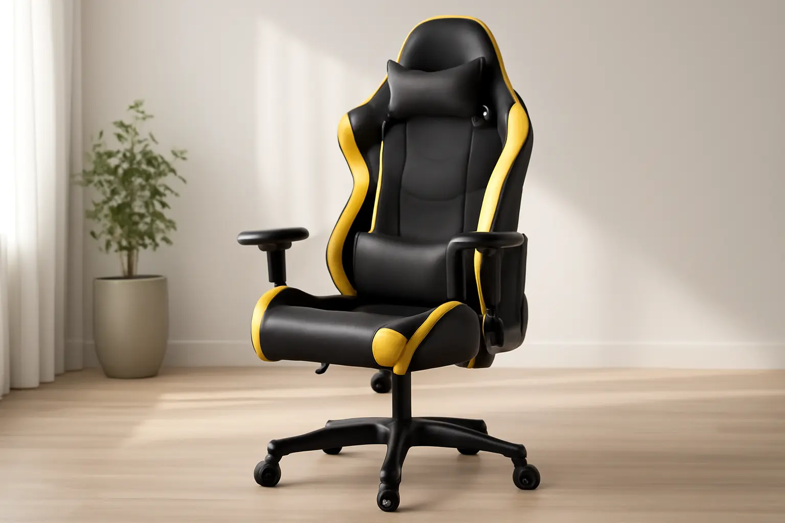 Moob Cadeira Gamer Reclinável GT Racer Preto/Amarelo – Conforto e Estilo para Gamers
