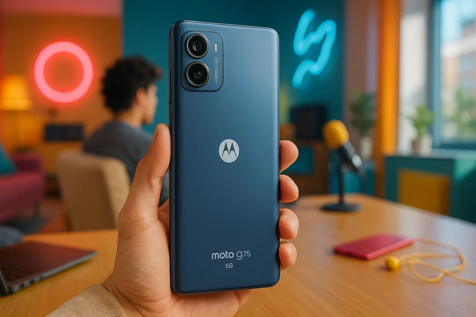 Smartphone Motorola Moto g75 5G com câmera Sony e IA