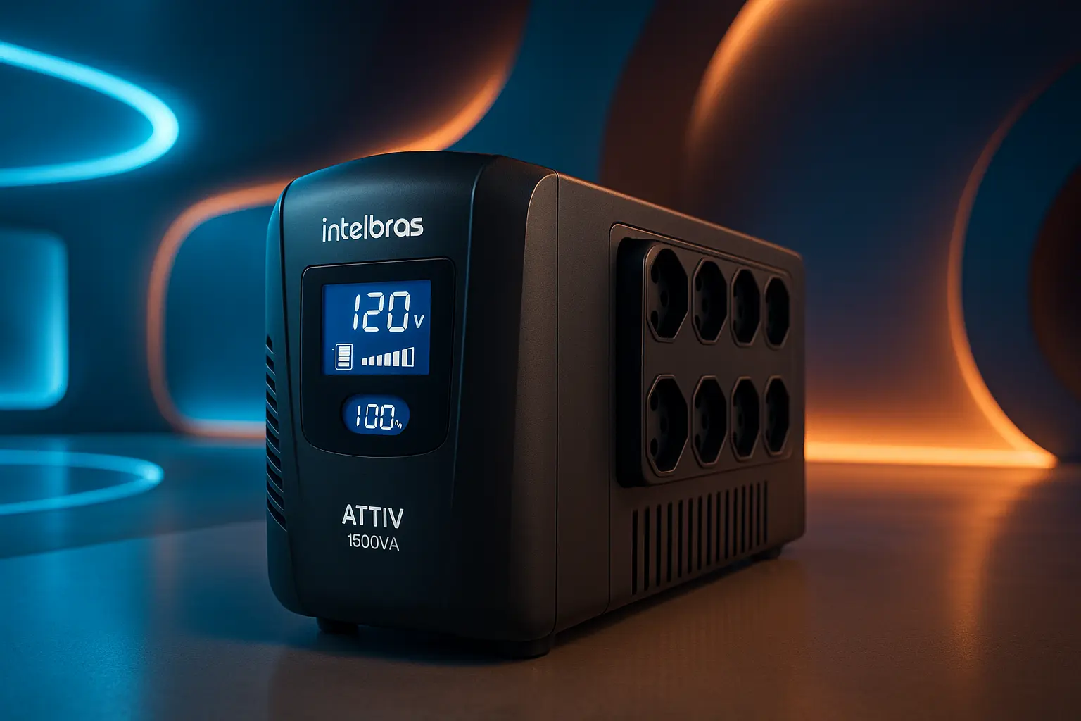 Nobreak Intelbras ATTIV 1500VA: proteção com 8 tomadas