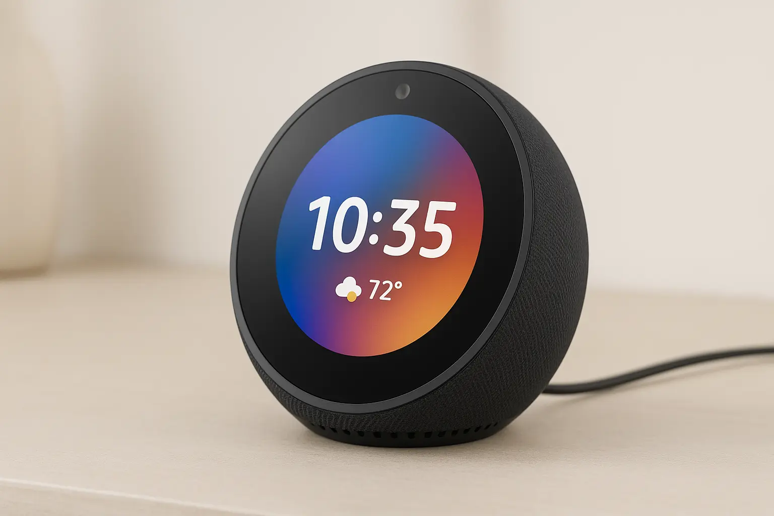Echo Spot com Alexa: som vibrante e tela personalizável