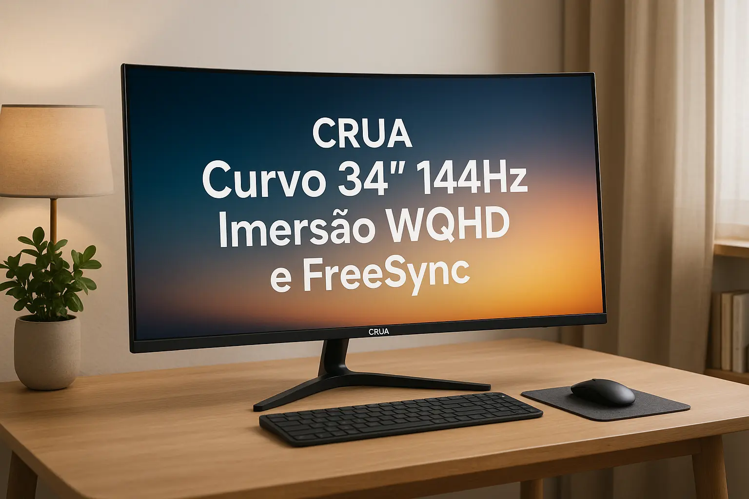 CRUA Monitor Curvo 34” 144Hz: Imersão WQHD e FreeSync