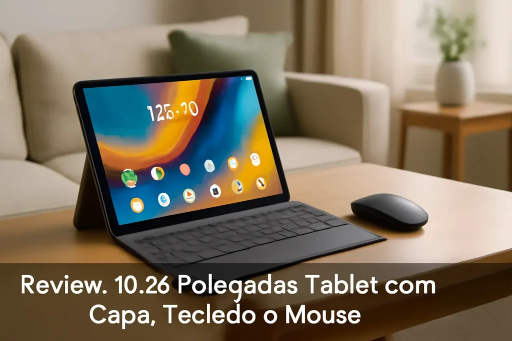 10,36 Polegadas Tablet com Capa, Teclado e Mouse - Android 12, 8GB RAM + 256GB, 6500mAh, Cinza