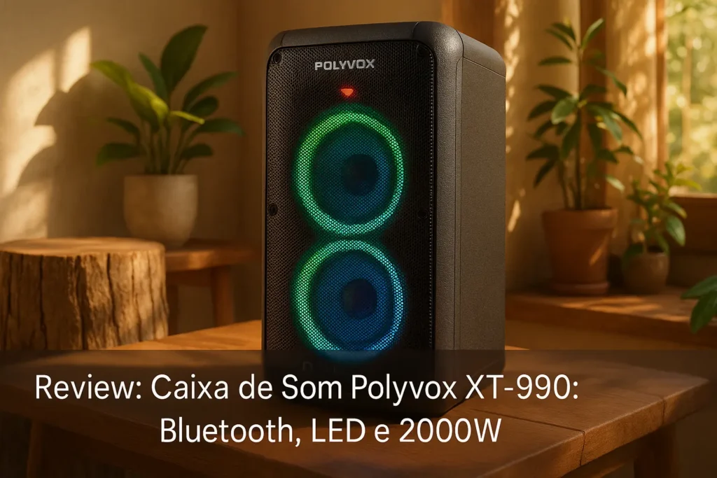 Caixa de Som Polyvox XT-990: Bluetooth, LED e 2000W
