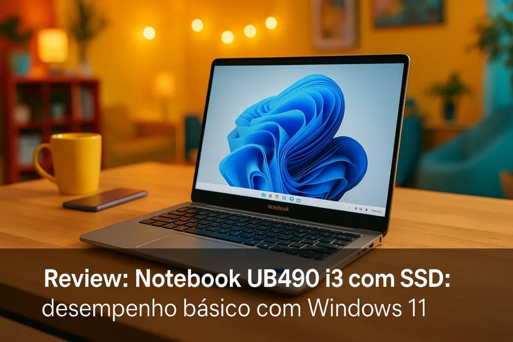 Notebook UB490 i3 com SSD: desempenho básico com Windows 11