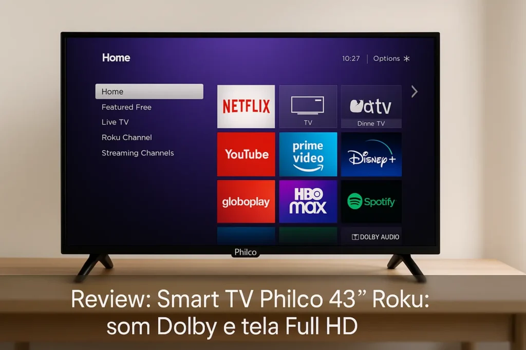 Smart TV Philco 43” Roku: som Dolby e tela Full HD