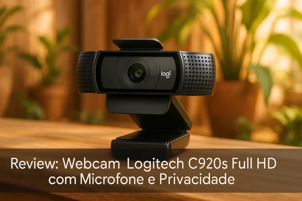 Webcam Logitech C920s Full HD com Microfone e Privacidade