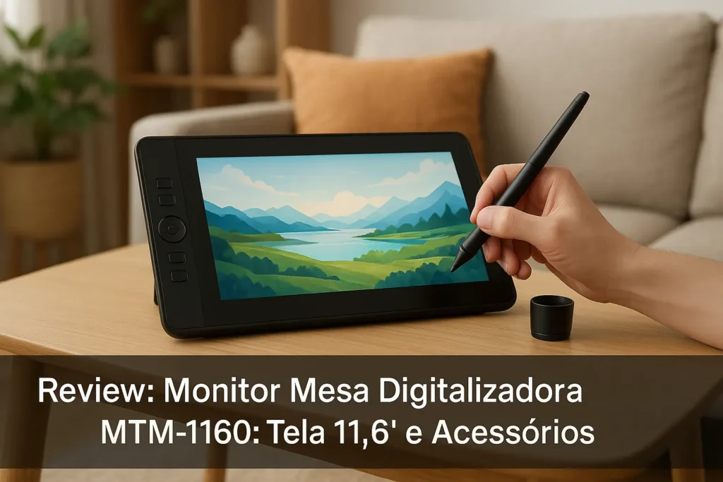 Monitor Mesa Digitalizadora MTM-1160: Tela 11,6” e Acessórios