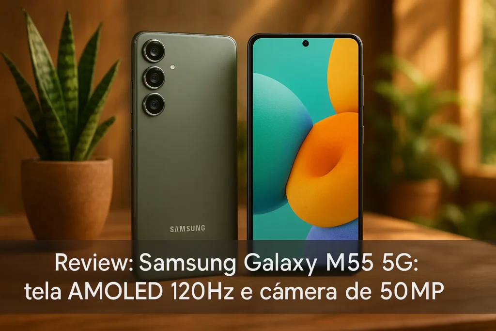 Samsung Galaxy M55 5G: tela AMOLED 120Hz e câmera de 50MP