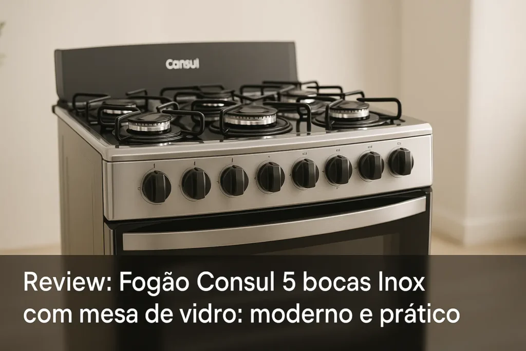 Fogão Consul 5 bocas Inox com mesa de vidro: moderno e prático