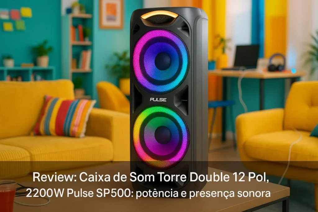 Caixa de Som Torre Double 12 Pol, 2200W Pulse SP500: potência e presença sonora
