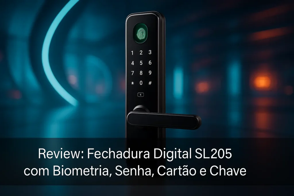 Fechadura Digital SL205 com Biometria, Senha, Cartão e Chave