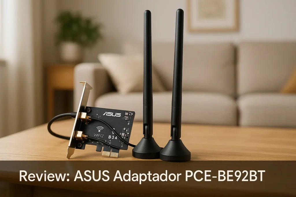 ASUS Adaptador PCE-BE92BT: WiFi 7, Bluetooth 5.4 e Antenas Externas