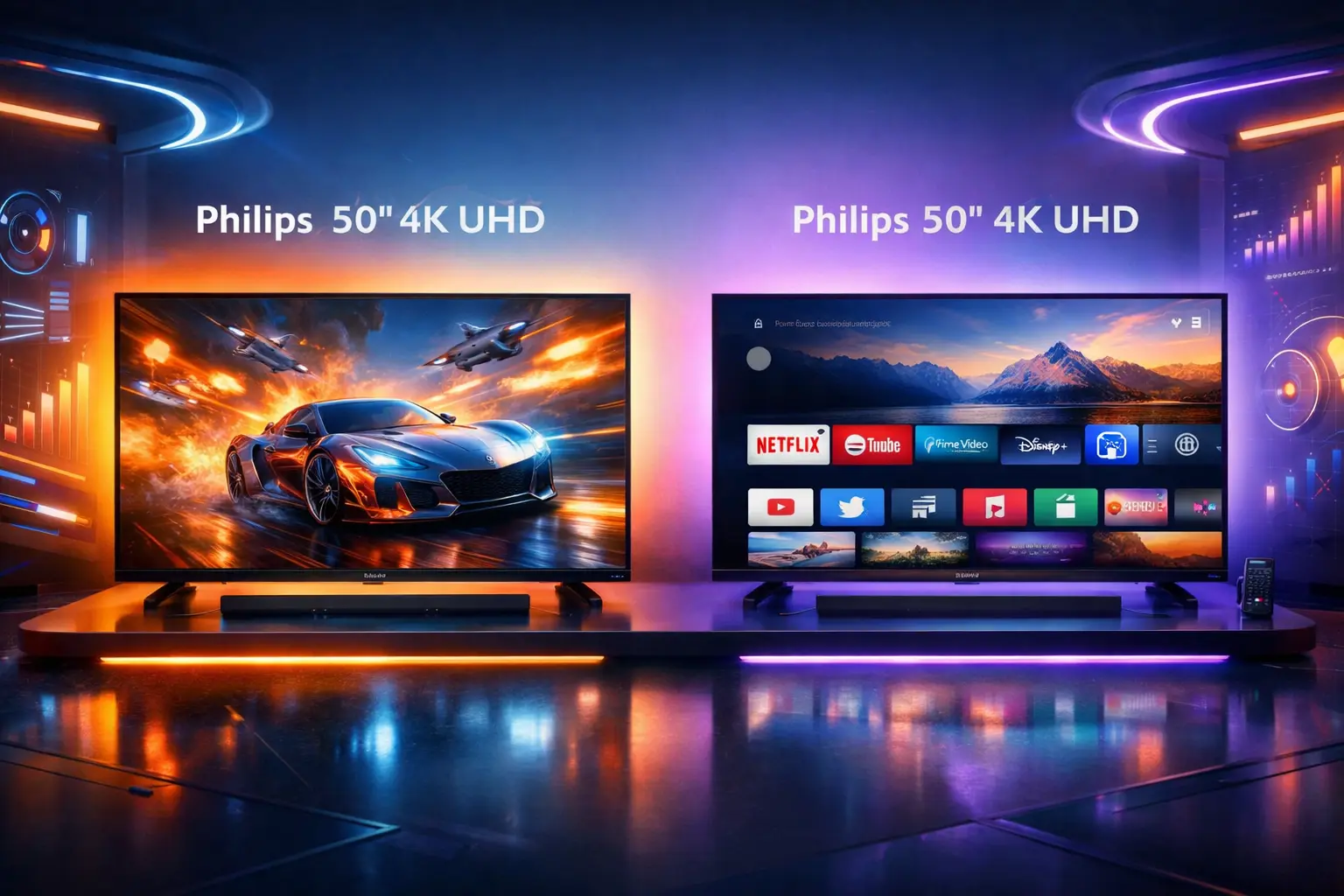 Philips 50" 4K UHD vs Philips 50" 4K UHD: Desempenho ou Funcionalidade?