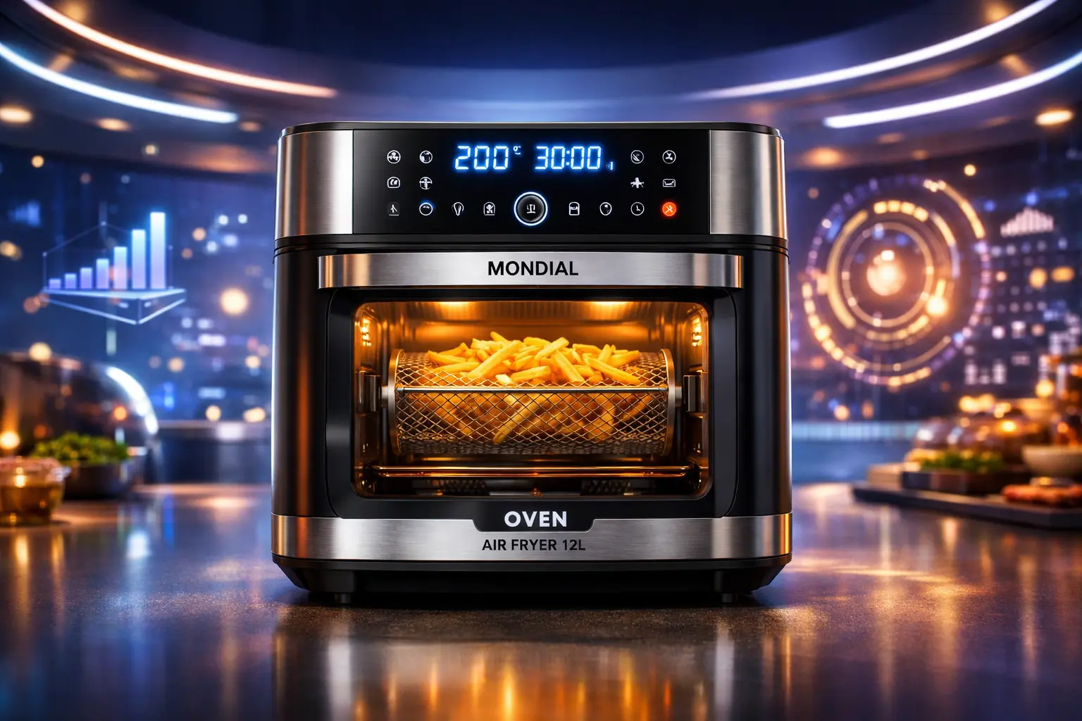 6 Fritadeiras Air Fryer Mondial Oven 12L para preparar receitas com facilidade