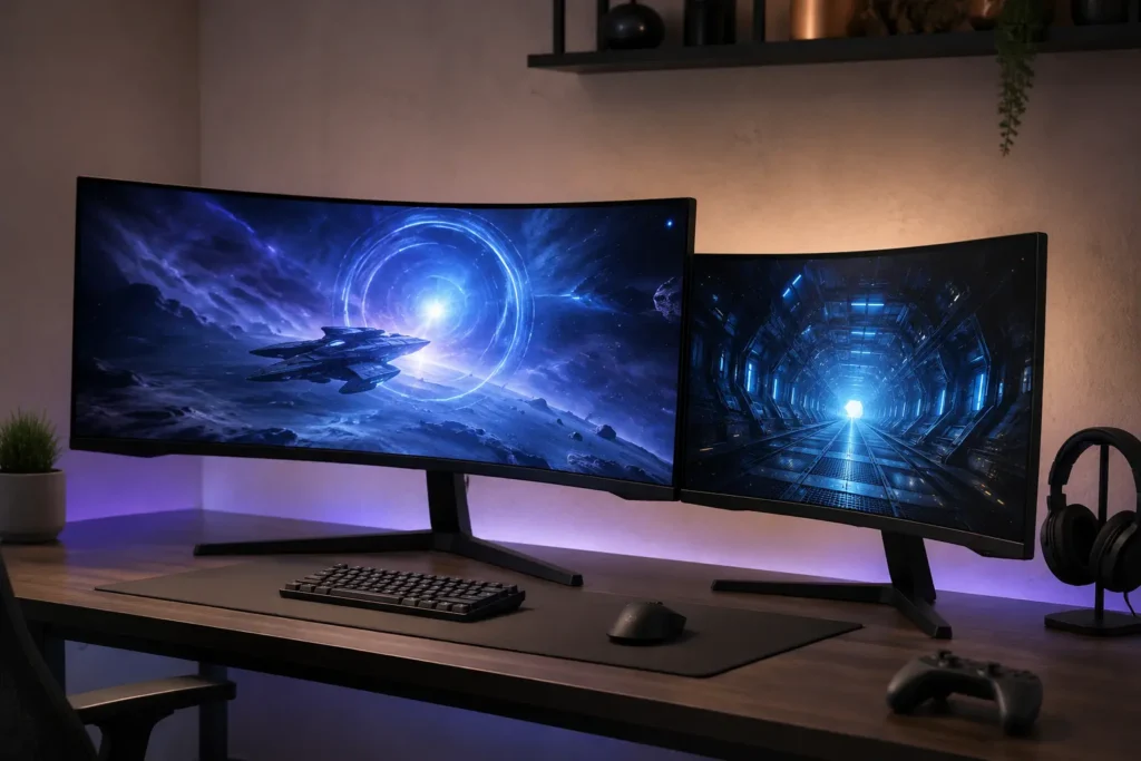 Monitor gamer curvo Samsung: opções G5 por tamanho e tela